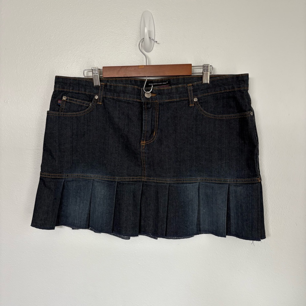 Vintage VTG Y2K‎ Pleated Denim Jean Mini Skirt Size 3XL